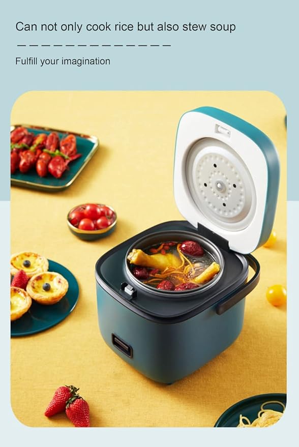 1.2L Mini Rice Cooker - Multi-Function Removable Nonstick Pot for Cooking Rice Soup Stews &amp Oatmeal Suitable for 1-3 PeopleGreen
