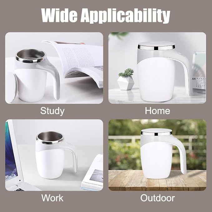 Coffee Blender Cup 380ml Stirring Travel Cup USB Automatic Stirring Coffee Mug with Stirring Physical Cooling for Coffee Milk Hot Chocolate