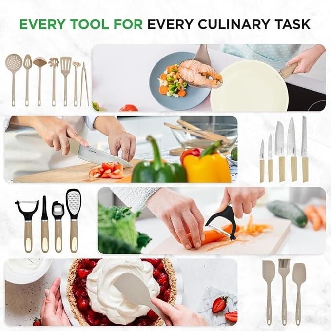 54-Piece Professional Marble Non-Stick Cookware &amp Bakeware Set - Versatile Collection with Multi-Sized Pots Pans &amp Heat-Resistant Kitchen Tools for Home Cooking