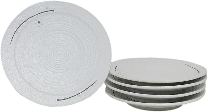 Ebros Gift Modern Yukino Hana Snow Flowers Ceramic Dinnerware Serveware Kitchenware Set Oriental Asian Restaurant Supply (Pack Of 5 Large Round Dinner Plates 10D)