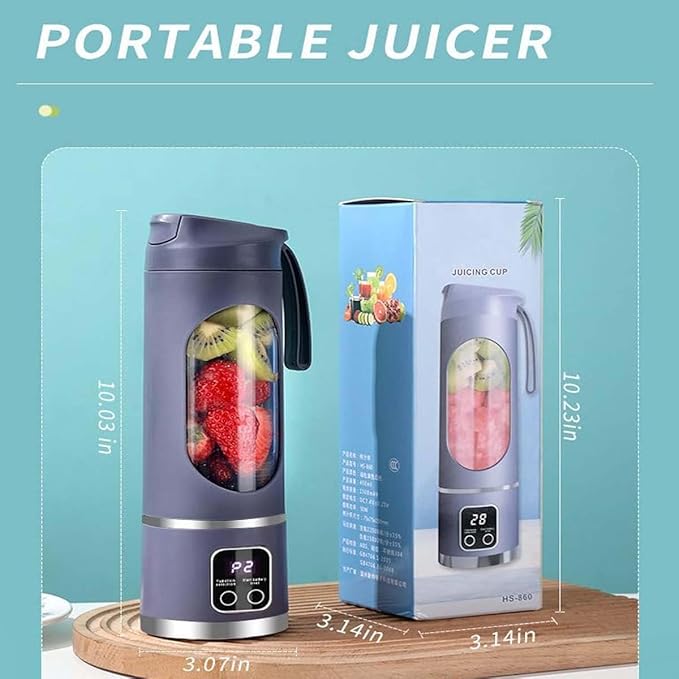 Digital Multimode Juicer Blender 450ml Portable Blender Personal Electric-Smart LED Display Juicer3 Speed12-Blade Fresh Juice Bottle USB Rechargeable for Shakes and SmoothiesFruit Juice (White)