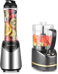 La Reveuse 300W Personal Size Blender (Silver) + La Reveuse 2-Cup Mini Food Chopper (Metallic Grey)