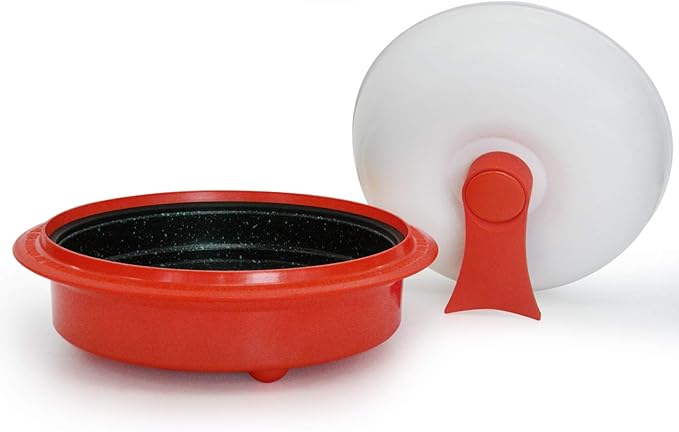 1.5-Quart Nonstick 4-piece Everyday Pan Set for Microwave Cooking Red