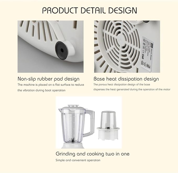 Plastic Fruit Mixer Blender Black Household Semi-Automatic with Grinder Attachment