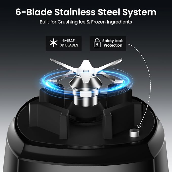 1800 WP Smoothie Blenders for Kitchen 30000 RPM Large Blender for Smoothies Ice Crushing &amp Frozen Fruit Heavy Duty Grinder with 68oz BPA-Free Pitcher Adjustment Speed Knob Black