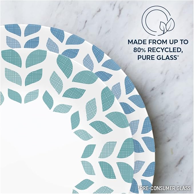 Corelle Vitrelle Glass Dinnerware Set Chip &amp Crack Resistant Triple Layer Glass 12-PC Dinnerware Set Northern Pines