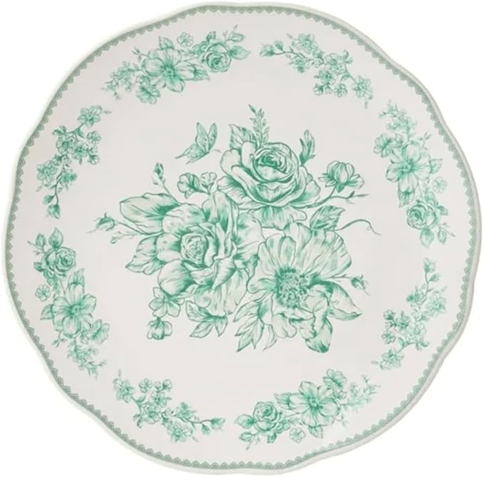Vintage Inspired Agatha 12-Piece Stoneware Dinnerware Set Green