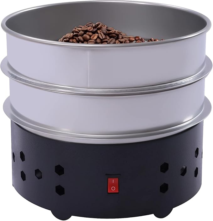 Coffee Bean Cooler 1.3LBS Electric Coffee Bean Cooling Machine Chaff Double Layer Stainless Steel Mesh Cafe Roasting Cooling Machine Silver+Black