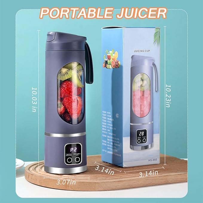 Digital Display Juicer - Smart LED Display 450ml/15.2oz Juicer Shakes and Smoothies Blender with Leakproof Lid Personal Blenders for Home &amp Travel Shakes &amp Baby Food (Green)