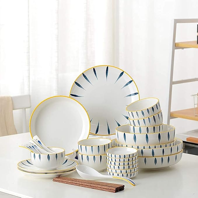 Dishes/Plate/Bowl Set33 Piece Dinnerware SetService for 6High Temperature Ceramic Dinner SetDishwasher and Oven Safe