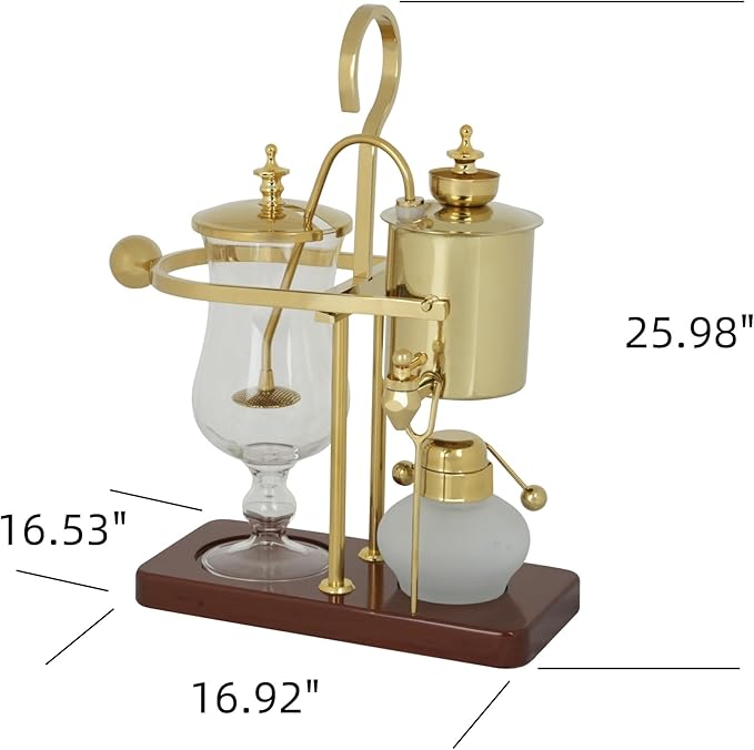 Belgian/Belgium Family Balance Siphon/Syphon Coffee Maker Royal Gravity Vintage Coffee Maker Vacuum Brewing System Double Ridged Fulcrum with Tee handle