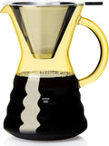 Unbreakable - Pour Over Coffee Maker with Permanent Stainless Filter 27 fl oz Thickened Heat-Resistant Borosilicate Glass Dripper Coffee Brewer Stovetop Safe