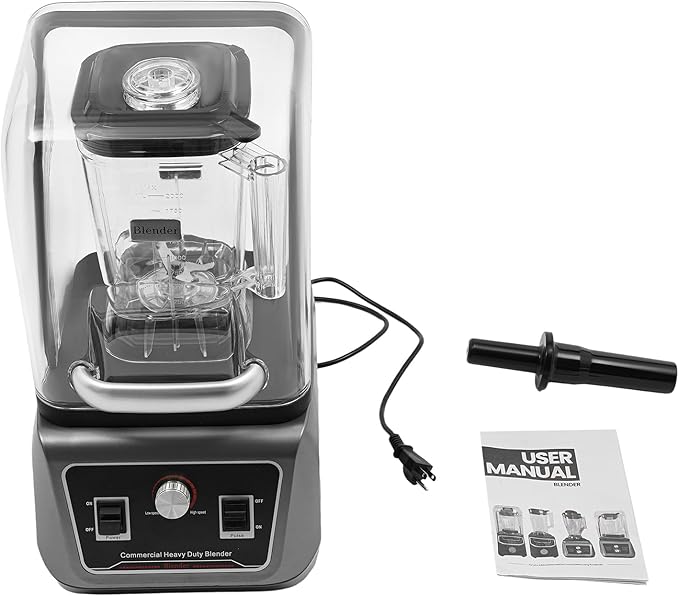 1600W Commercial Blender 9 Speeds Duty High Speed Blender for Smoothies Ice Crushing Food Processing with 2L BPA-Free Jar Ideal for Home Kitchen Restaurant Cafe &amp Smoothie Shop (Grey)