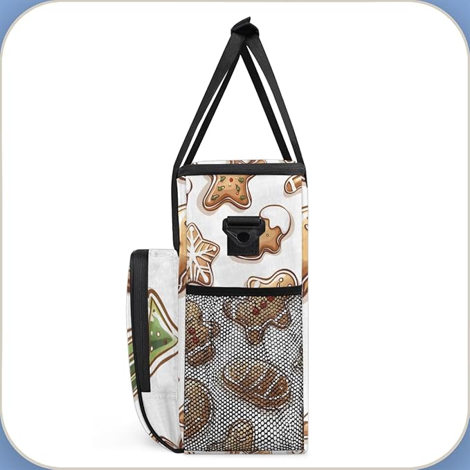 Cute Gingerbread Man Coffee Maker Carrying Bag Portable Travel Storage Tote Bag Compatible with K-Mini or K-Mini Plus Single Serve Coffee Brewer Carrying Case with Multiple Pockets &amp Shoulder St