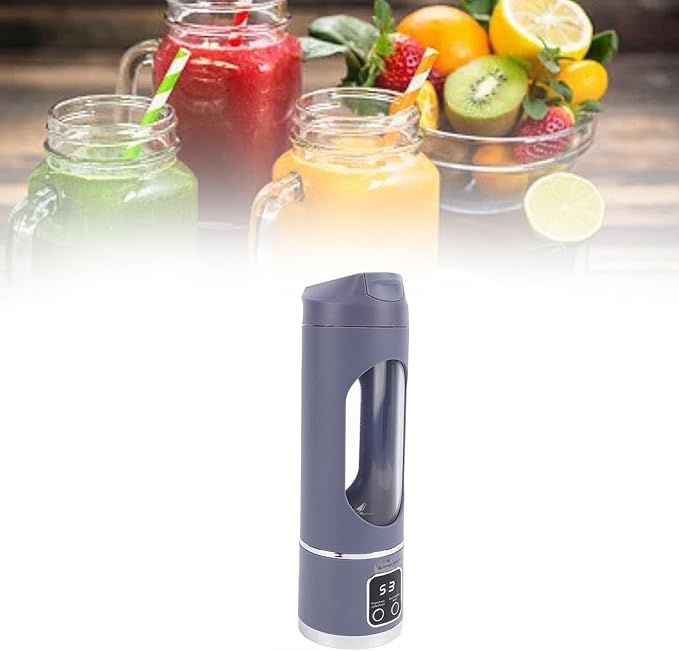 450ML Portable Juicer Cup - USB Rechargeable Travel Blender with 12 Blades &amp 3 Speeds - Smoothies &amp Fruit Juices for Home Office and Outdoors (Violet)