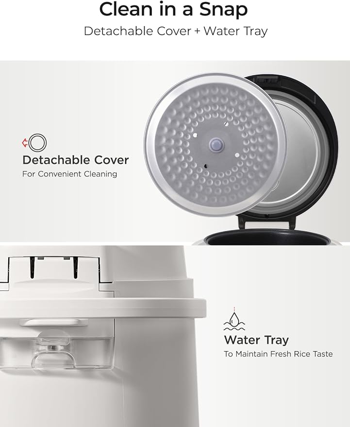 CUCKOO Basic Rice Cooker 10-Cup Uncooked / 20-Cup Cooked Large Rice Maker and Warmer with Nonstick Inner Pot Easy to Use with Auto Keep Warm Includes Steam Tray White (CR-1095)