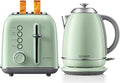 BUYDEEM DT620 2-Slice Toaster Silver with K640N Electric Kettle 1.7L Cozy Greenish