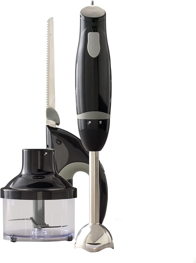 Oster Food Prep Kit Small Kitchen Appliance with Immersion Hand Blender Electric Knife and 2 Cup Mini Food Vegetable Chopper Black