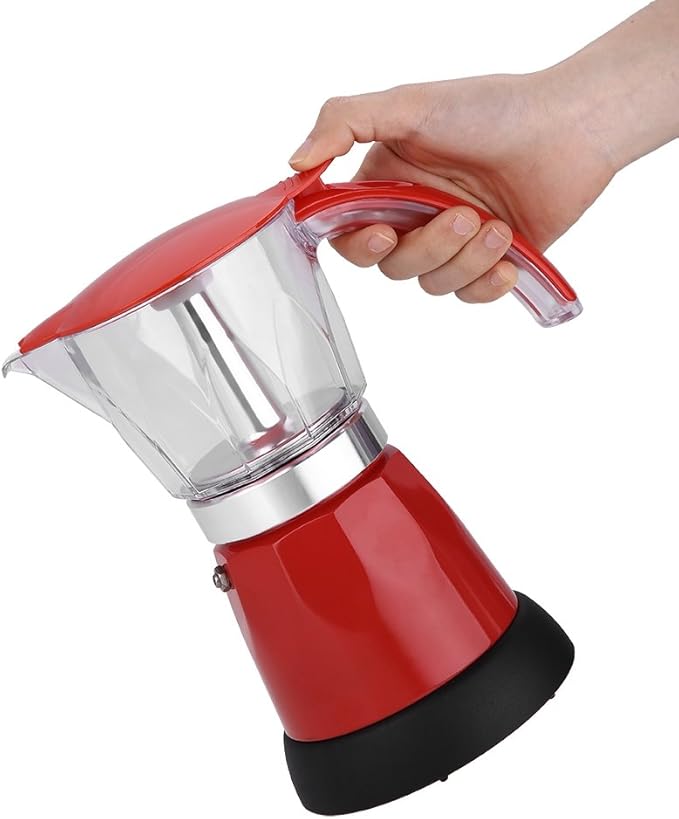 Aluminum Alloy Electric Coffee Pot Electric Moka Pot for Home for Office Making Coffee(red)