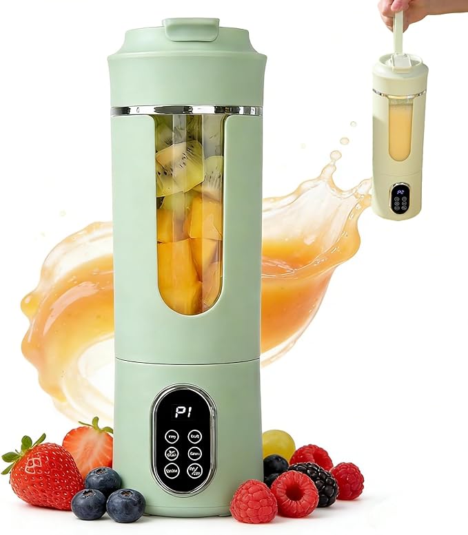 Wireless Portable Blender Personal Juicer 530ml Cordless with 50W Motor for Smoothies &amp Shakes Quick Rinse Mode USB Fast Charging Personal Blender for Travel Home Office (green)