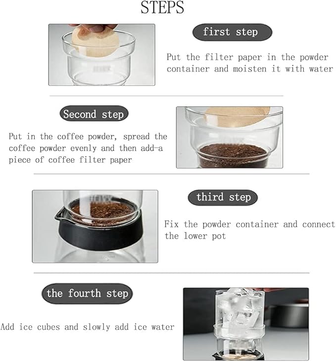Habiba Iced Drip Coffee Maker Modern Cold Brew Coffee Maker 13.5oz/400ML Iced Drip Coffee Maker Coffee Maker with Adjustable Dripper ＆ Stainless Steel Filter Reusable