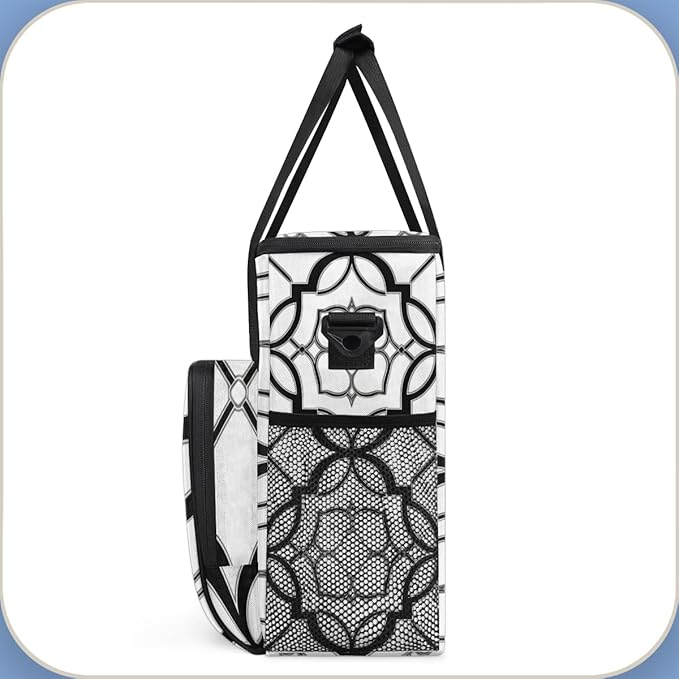 Ethnic Aztec Coffee Maker Carrying Bag Grey Mandala Travel Storage Bag Compatible with K-Mini or K-Mini Plus Single Serve Coffee Brewer Carrying Case with Multiple Pockets &amp Shoulder Strap
