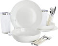 14 Piece Fine Ceramic Dinnerware Set in White Solid Casual Round Dishwasher Safe