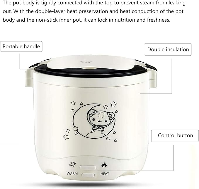 Rice Cooker Mini with Steamer Slow Cooker and Food Steamer Non-Stick Inner Pot Keep Warm Functionality 1.2L UpgradeWhite