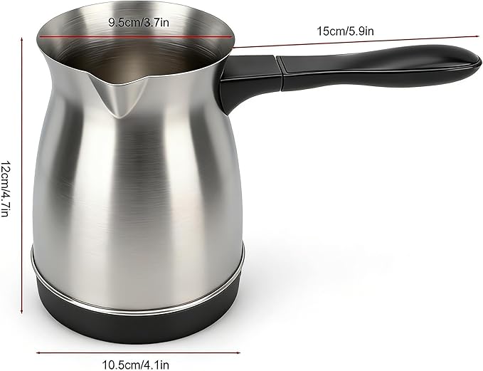 Turkish Coffee Maker 600ml Stainless Steel Turkish Coffee Pot Electric Arabic Greek Coffee Maker Machine Automatic Pot Warmer Kettle for Home Travel Office Camping and Daily Use