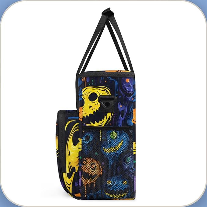 Spooky Ghosts Coffee Maker Carrying Bag Cartoon Ghosts Travel Storage Bag Compatible with K-Mini or K-Mini Plus Single Serve Coffee Brewer Carrying Case with Multiple Pockets &amp Shoulder Strap
