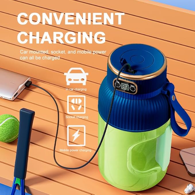 Personal Blender for Shakes and Smoothies 40oz Large Capacity with Smart Display USB Rechargeable Leakproof Portable with Sporty Strap for Travel Gym Office &amp Outdoor Use (white)