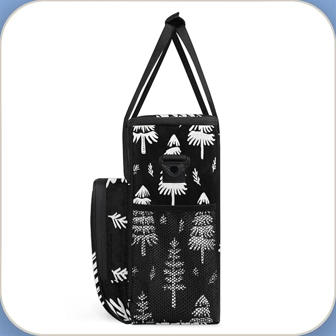 Trees Plant Coffee Maker Travel Bag for Keurig K-Mini/K-Mini Plus Insulated Waterproof Tote with Pockets for K-Cup Portable Single-Serve Brewer Case