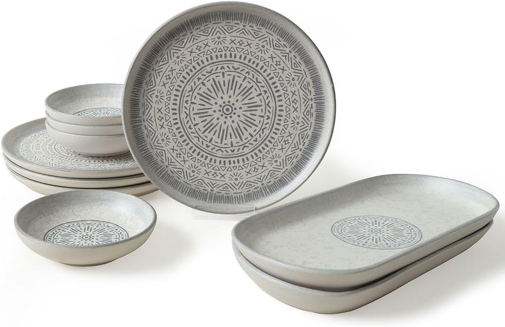Dinnerware Set - Stone - 10 Pieces - 4 Persons - Stoneware