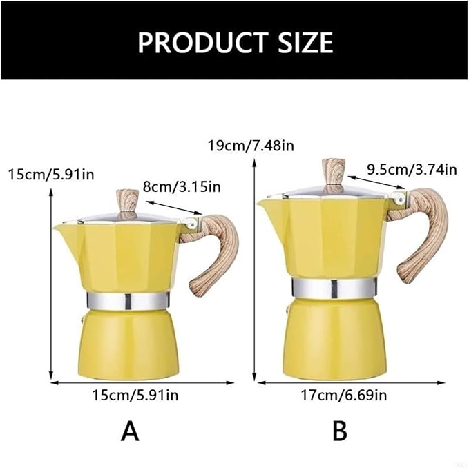 G6KA 3/6 Cup Stovetop Coffee Maker 150/300ml Brewer With Heat Resistant Handle(6 cups 300ml)