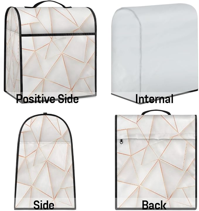 cfpolar Kitchen Aid Mixer Cover Compatible with 6-8 Quarts White Marble Stand Mixer Cover Kitchen Aid Mixers Accessories Appliance Organizer Bag Dust Covers with Zipper Pocket