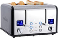 CUSIMAX 4 Slice Toaster Stainless Steel Ultra-Clear LED Display &amp Extra Wide Slots with Dual Control Panels of 6 Shade Settings Cancel/Bagel/Defrost Function Removable Crumb Trays Black