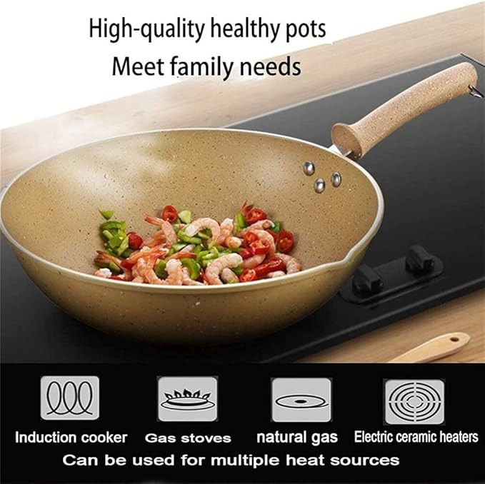 3-Piece Cookware Iron Non-Stick Pan with Tempered Glass Lid Suitable for Gas Induction Cooker Easy to Clean Pot Set