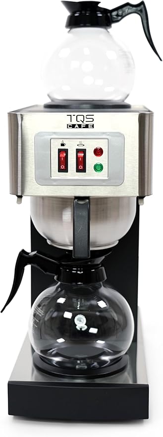 12-Cup Commercial Coffee Maker Stainless Steel - Double Coffee Machine for Office Restaurant Industrial Use - High Capacity Office Coffee Maker - TQS Cafe