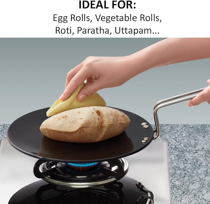 Hawkins Futura 6-Piece Hard Anodised Induction Gift Set - 2L Kadhai 20cm Frying Pan 26cm Tava Glass Lid Stainless Steel Skimmer and Turner (HAGP1)