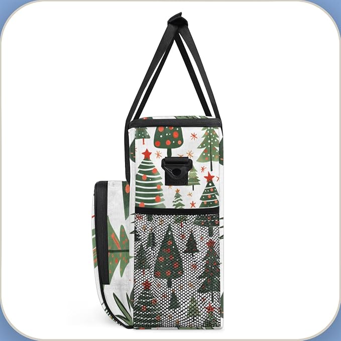 Xmas Abstract Tree Coffee Maker Carrying Bag Portable Travel Storage Tote Bag Compatible with K-Mini or K-Mini Plus Single Serve Coffee Brewer Carrying Case with Multiple Pockets &amp Shoulder Stra