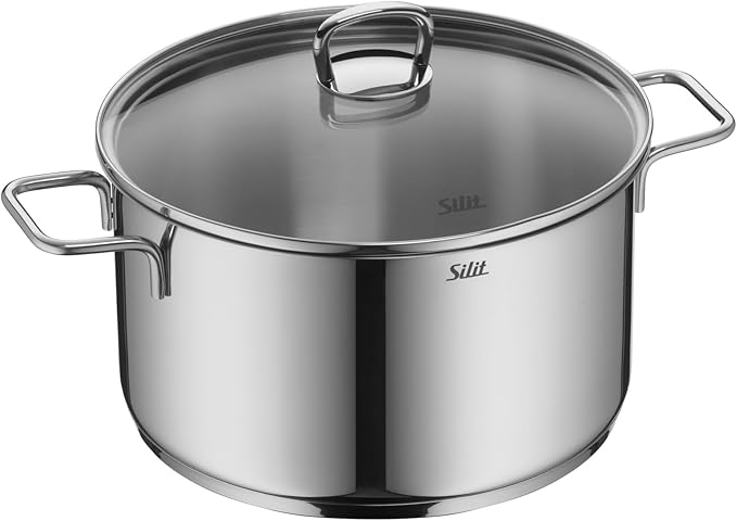 Silit Alicante 4-Piece Saucepan Set with Glass Lid Induction Pots Polished Stainless Steel Uncoated Oven-Safe