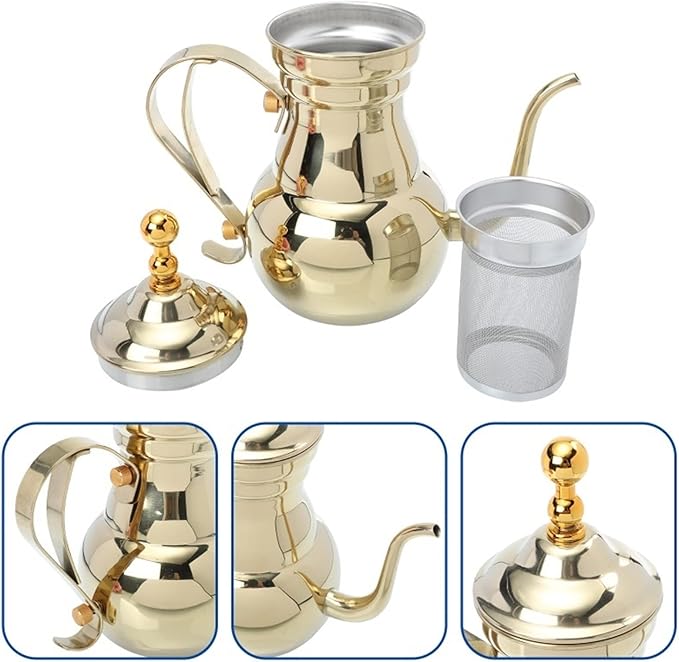Coffeemaker Pots Kettle Coffee Tea Pot Turkish Pour Copperoverstove Gooseneck Maker Stovetop Steel Stainless Kitchen Teapot Set Camping(Silver)