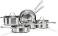 Stainless Steel Cookware SetTir-Ply Pots and Pans Set10 Pcs Stainless Steel Induction Kitchen Cookware SetsPFOA Free Frying Pans Butter warmerSaute Pan &amp Stock PotCompatible with All Cookto