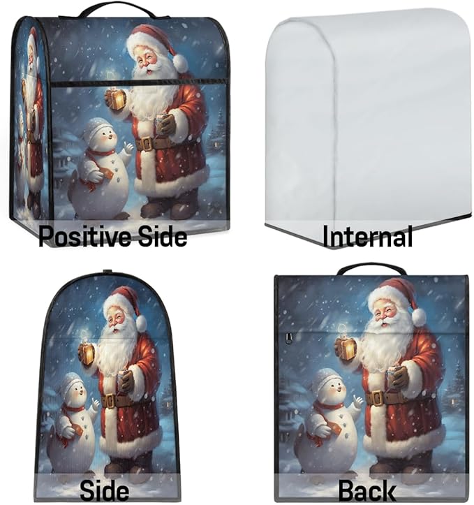 cfpolar Kitchen Aid Mixer Cover Compatible with 6-8 Quarts Snowman Santa Claus Christmas Stand Mixer Cover Kitchen Aid Mixers Accessories Appliance Organizer Bag Dust Covers with Zipper Pocket