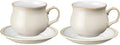 Denby - Linen Cream Tea Cup and Saucer Set of 2-200ml Stoneware Coffee Tea Mug and Saucer Set - Dishwasher Safe Microwave Safe