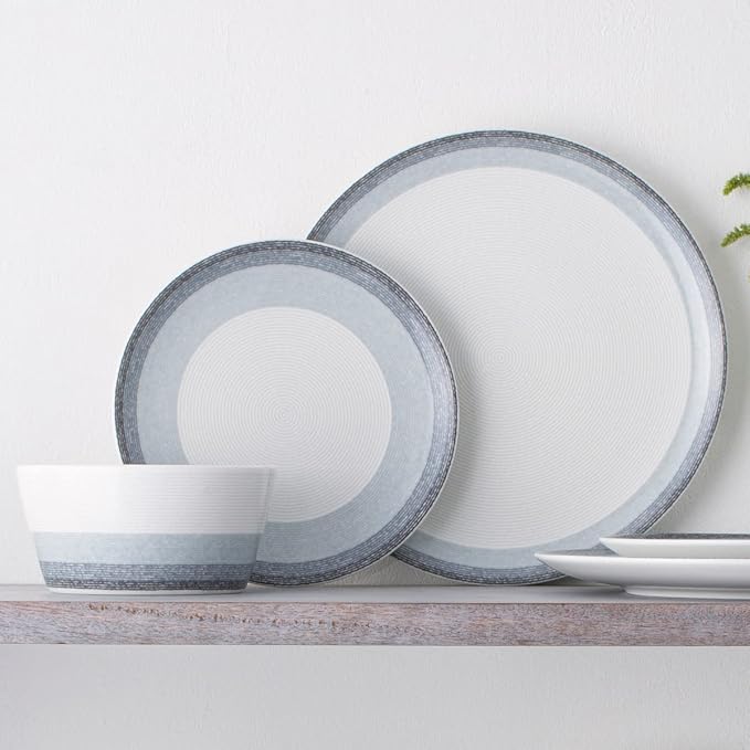 Noritake Colorscapes Layers Ash 12-Piece Coupe Dinnerware Set Service for 4