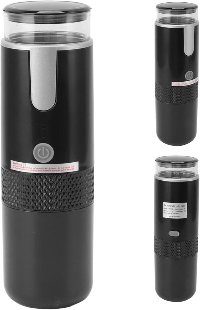 Portable Coffee Maker Rechargeable Compatible for K Cup Capsules and Ground Coffee Simple One Button Travel and Business Trips Lightweight and Compact Design Maximum