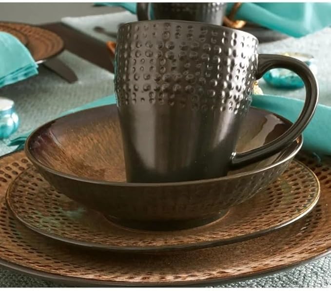 16-Piece Stoneware Dinnerware Set Hotel Plate and Bowl Dinner Dessert