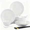 White Ceramic Dinnerware Set: Plates &amp Bowls for Kitchen Microwave &amp Dishwasher Safe Dishes Collection (16pcs)