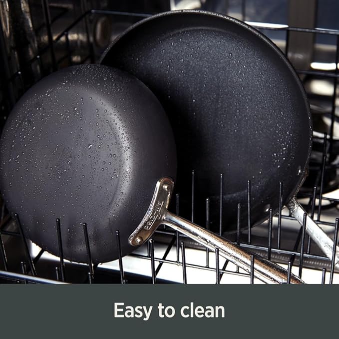 All-Clad Essentials Hard Anodized Nonstick Sauce Pan Set 4 Piece 2.5 4 Quart Oven Broiler Safe 500F Pots and Pans Cookware Black